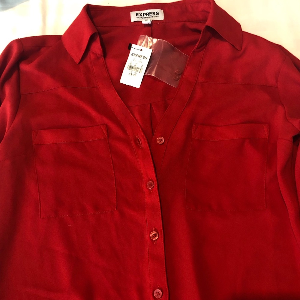 Red express button down - Picture 3 of 3